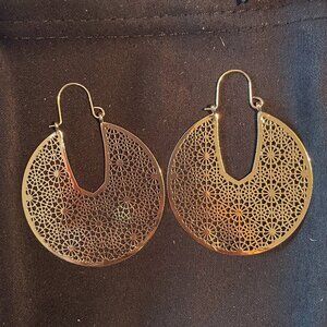 Gold Plated Hoop Style Earrings Over 925 - Brand New